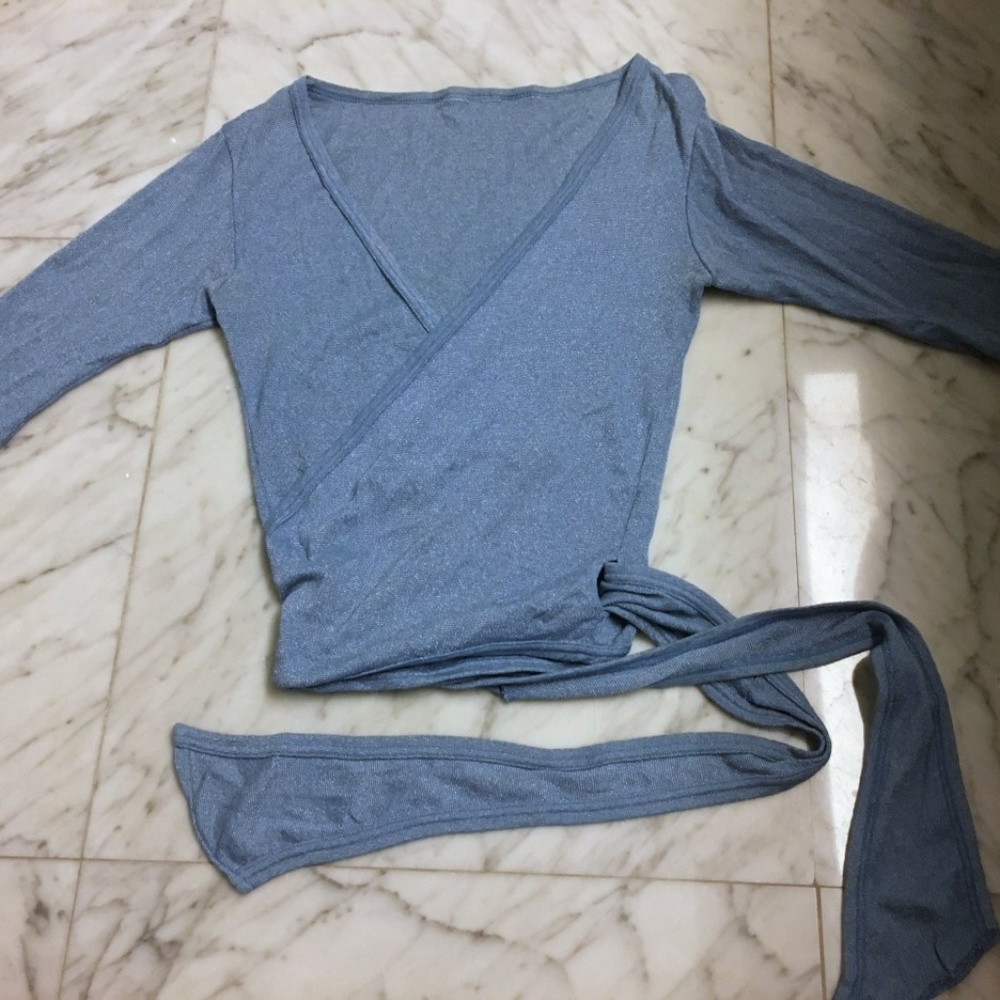 Michael Stars Shine Light Blue Wrap Top